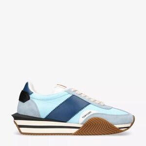 TOM FORD James logo-print leather and suede low-top trainers